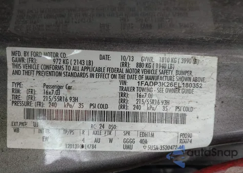 2014 Ford Focus Se from USA, damaged, VIN 1FADP3K26EL180352